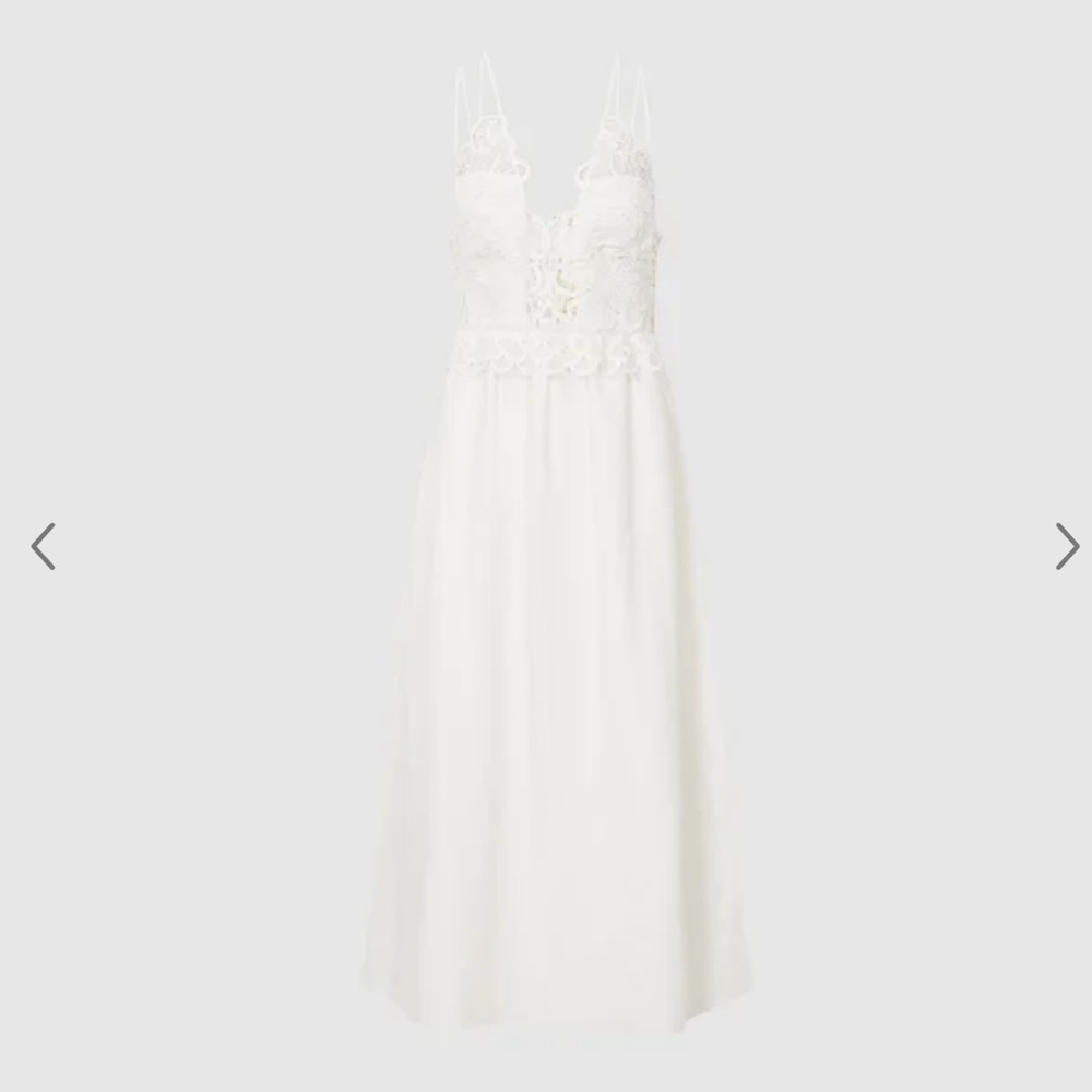 REISS Serena Lace Midi Dress NWT White Crochet Lace Empire Waist Wedding Guest - Picture 15 of 15
